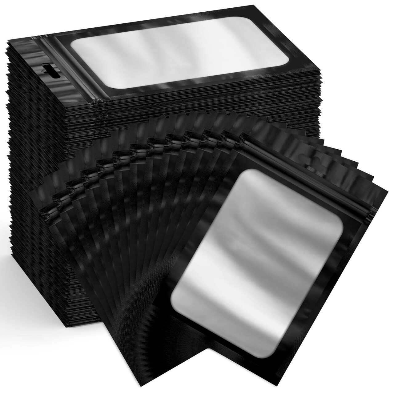 300 Pack Smell Proof Resealable Bags for Food Storage,Mylar Clear Bags 4x6 Black Packaging Bag- Edibles,Odorless Scent Proof Bag for Cookies, Zip Foil Pouch for Small Business, trading card